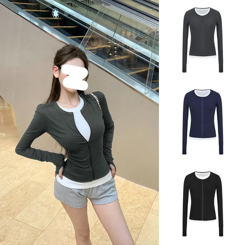Moses Queen/魔西女王修身小众秋冬假两件拉链开衫打底衫长袖T恤