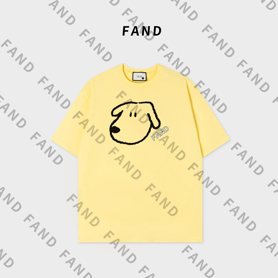 FAND团团【Hello狗狗】2025夏季新品印花情侣装时尚宽松圆领短袖T