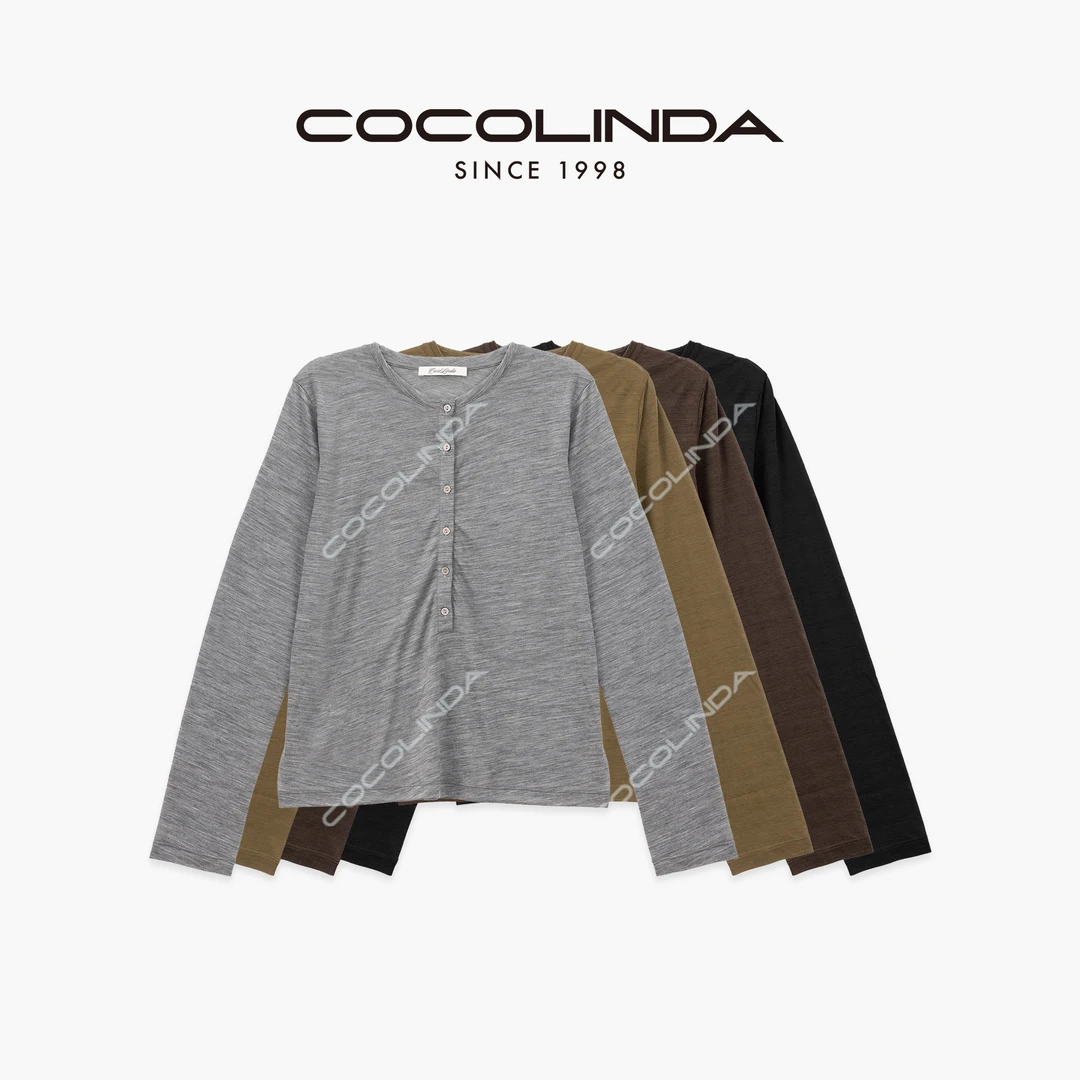 COCOLINDA | 100%羊毛四色微透超细新奥68支小领口打底衫T5206