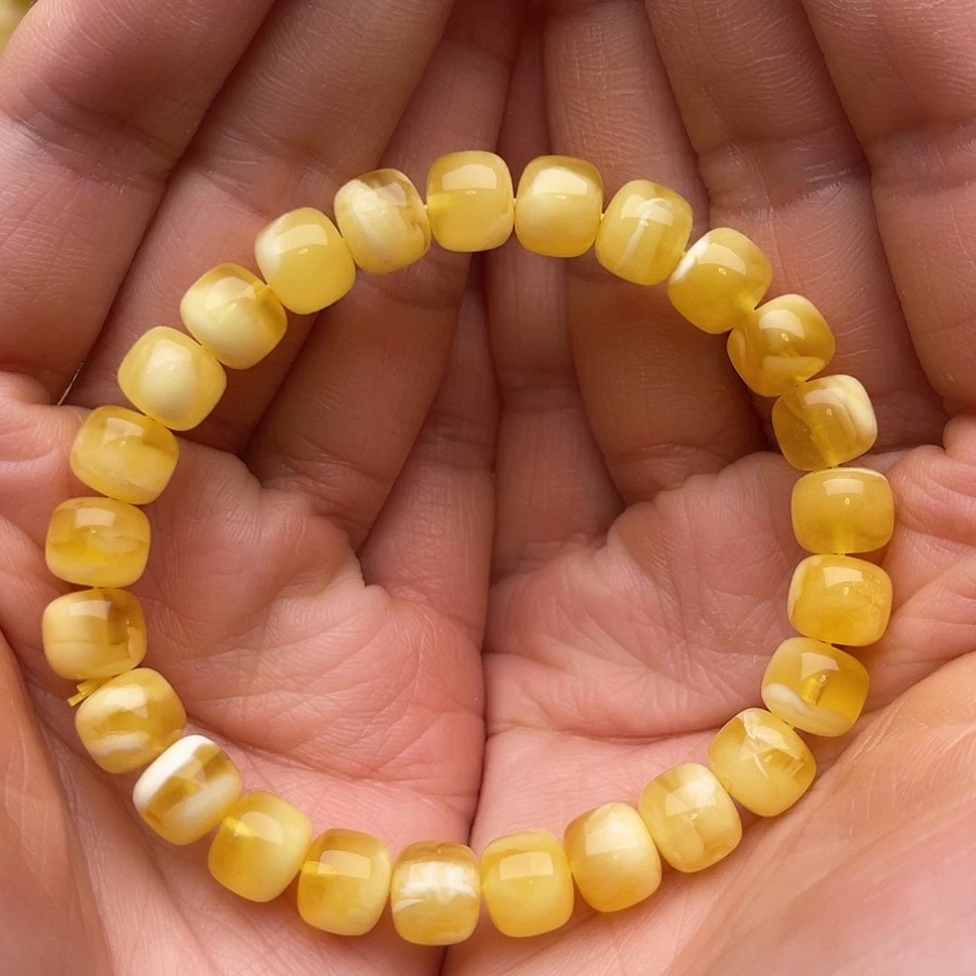 蜜蜡未镶嵌裸石蜜蜡八加手串鸽