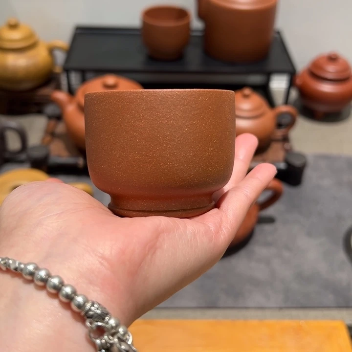紫砂茶壶24目杯子红降坡