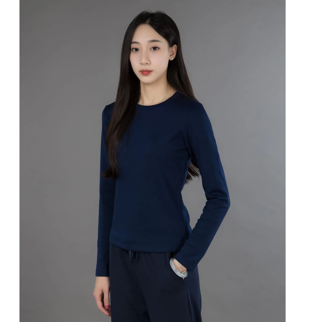 笕度.秋季50支兰精莫代尔加新疆长绒棉圆领衫230