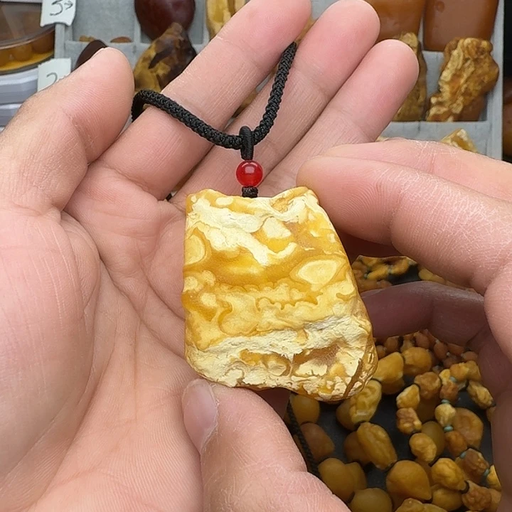 蜜蜡未镶嵌裸石天然蜜蜡白蜡吊坠