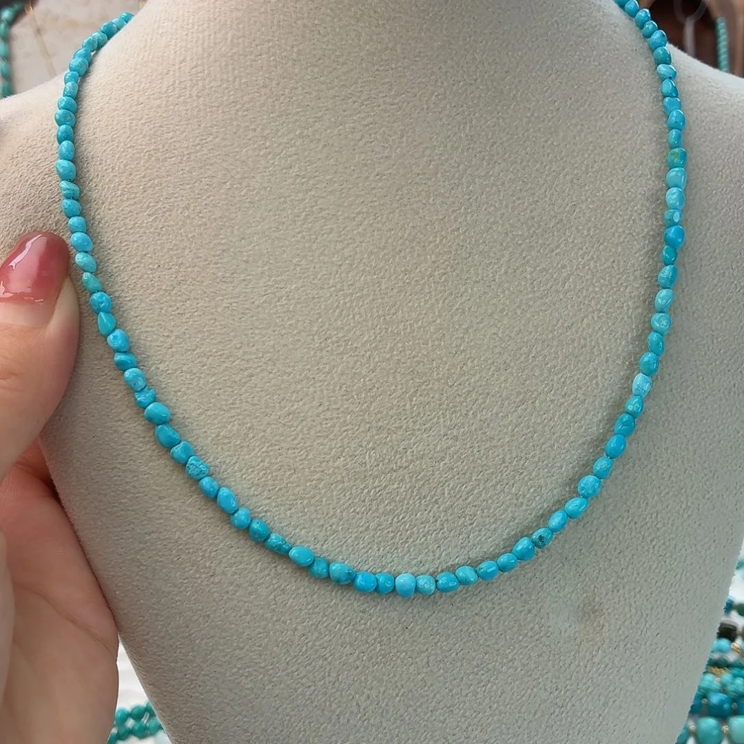 绿松石银S925镀金镶嵌颈饰