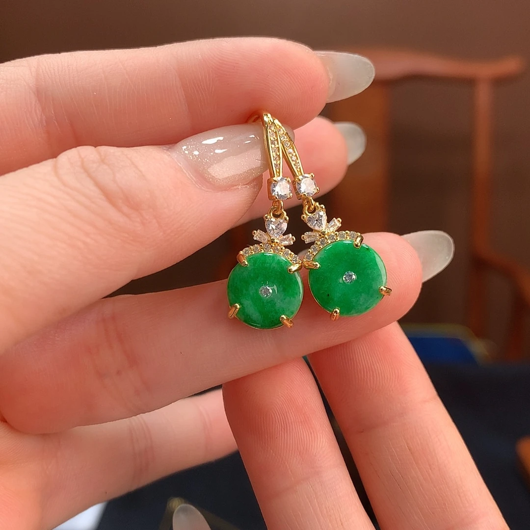 翡翠银S925镶嵌耳饰