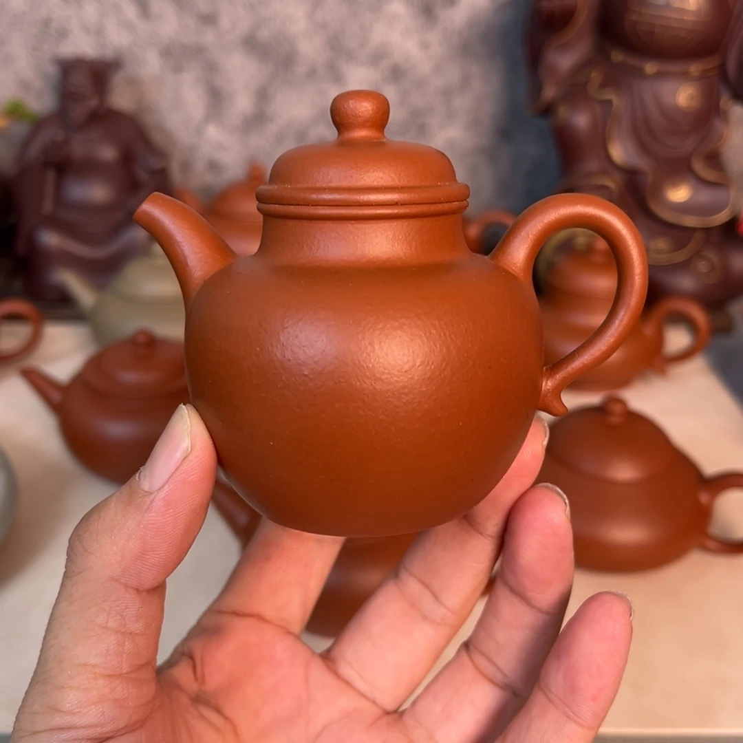 茶壶紫砂微瑕生砂料朱泥圣和莲子壶100cc