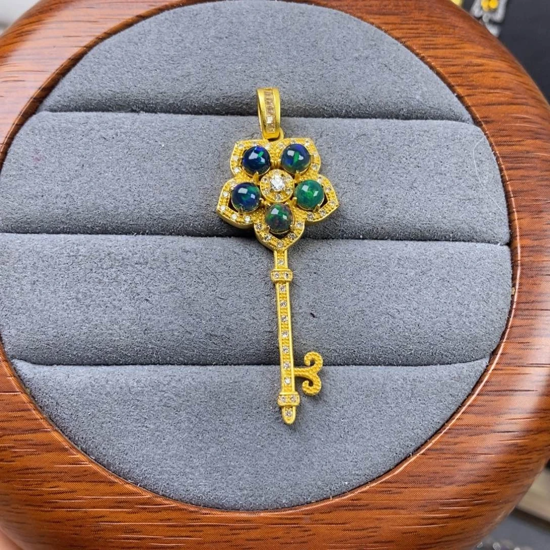 黑欧泊吊坠(不含链)银S925镶嵌