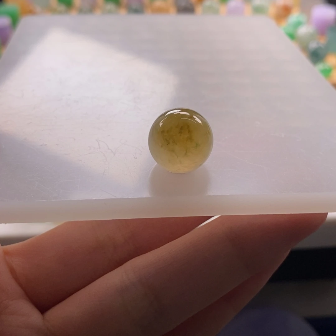 翡翠未镶嵌颈饰黄翡飘花圆珠卡13