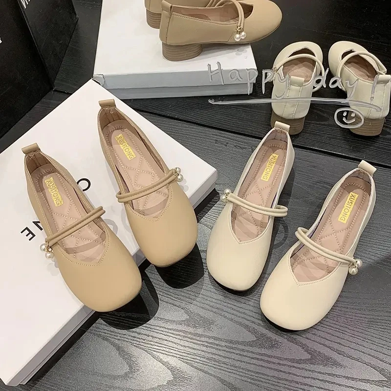 2025新款单鞋玛丽珍仙女配裙子小皮单鞋女春秋晚晚风温柔QZQW