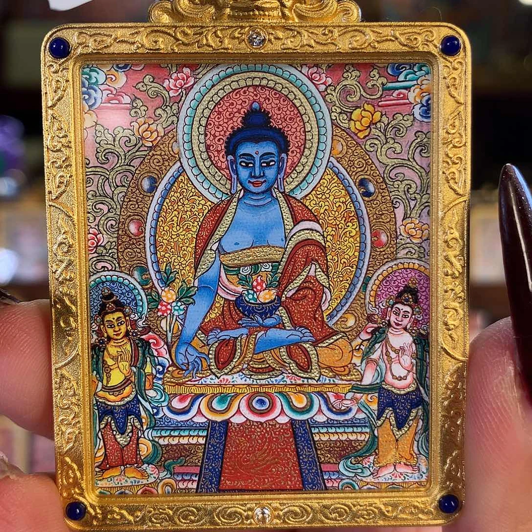 人***！吊坠热贡纯手绘唐卡药师