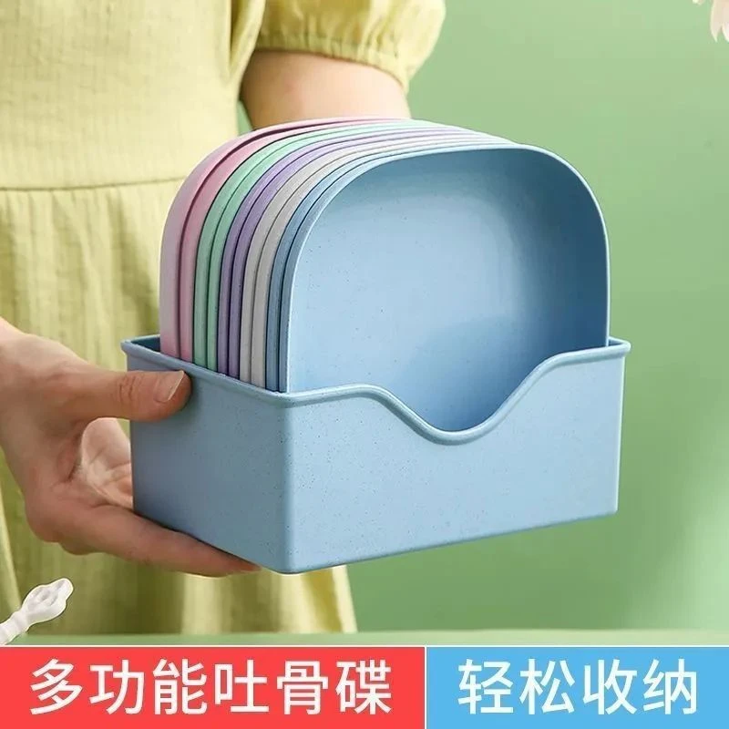 荞芬【到手十个】升级加厚款吐骨碟家用水果盘零食盘麦秸秆环保材质