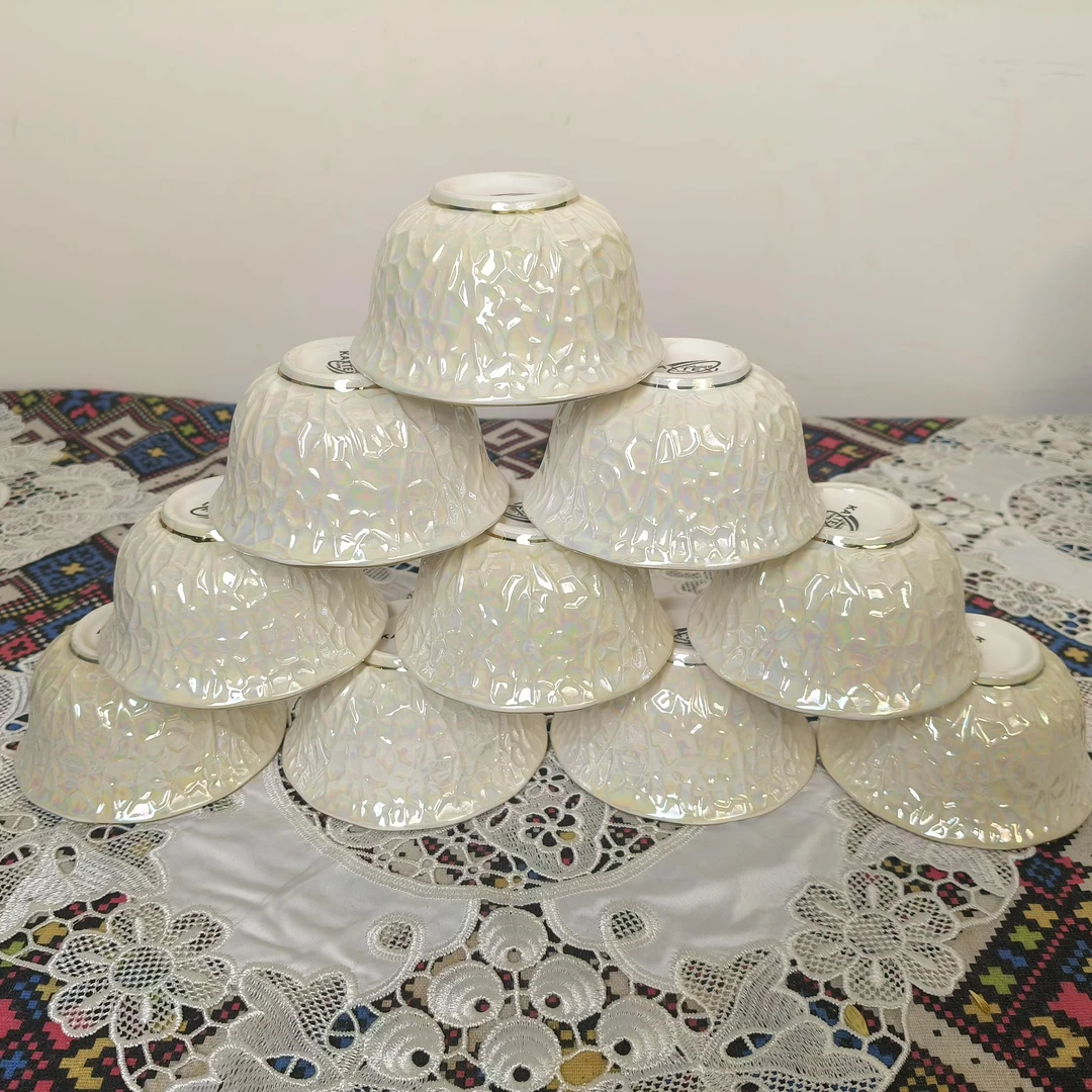 【新疆包邮】ak kapartma gulpiyala10个白底手工花纹小碗网红高档