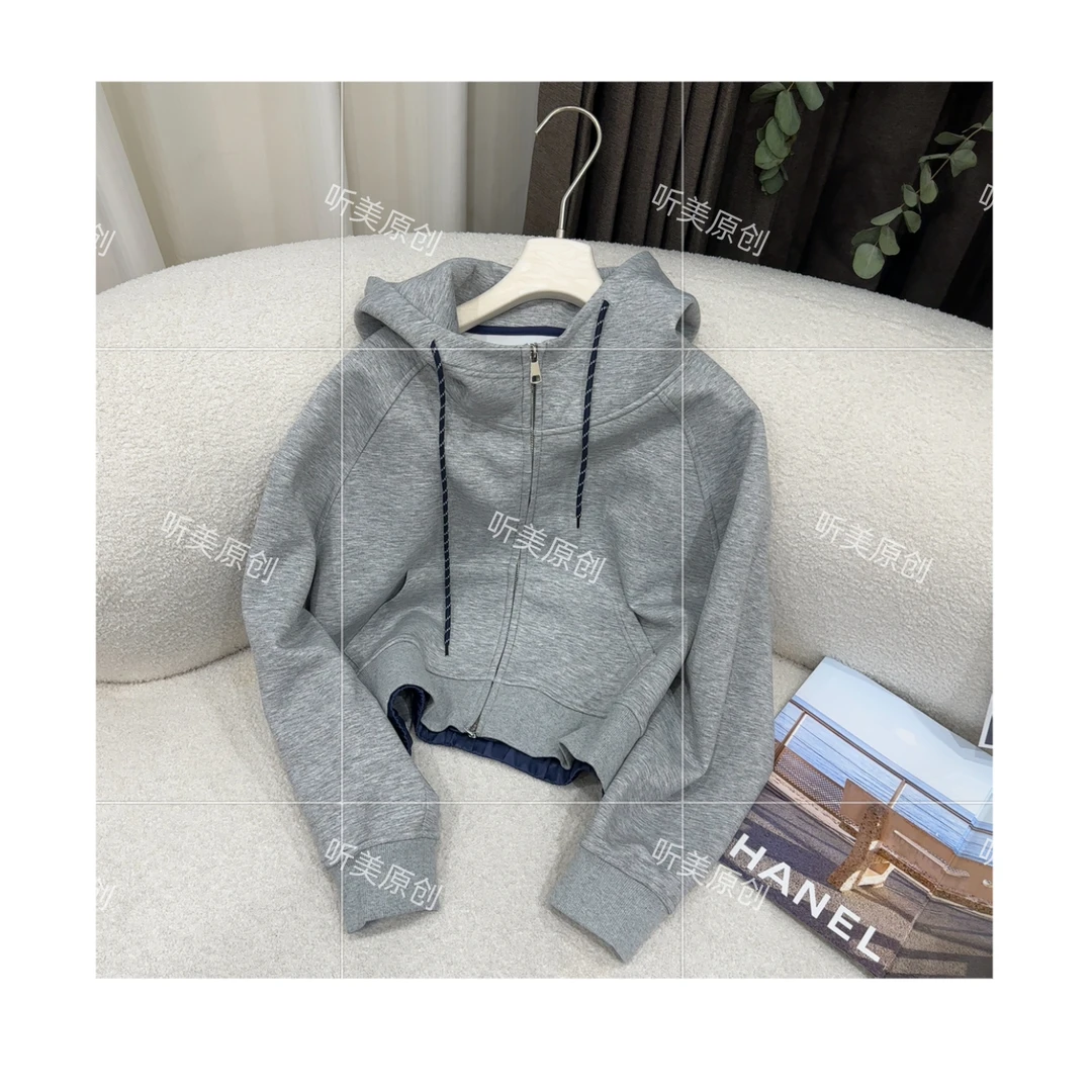 【媚儿推荐】抽绳连帽拉链宽松休闲外套