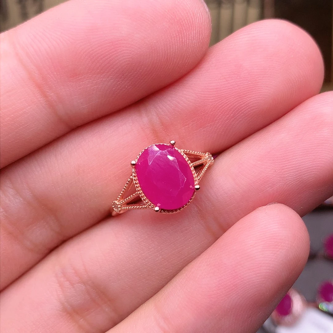 红宝石戒指银S925镶嵌