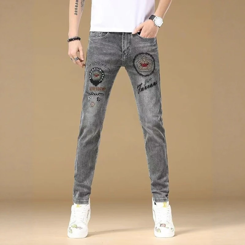 MR.25潮流个性百搭休闲裤春秋新款男士修身牛仔裤流行时尚长裤