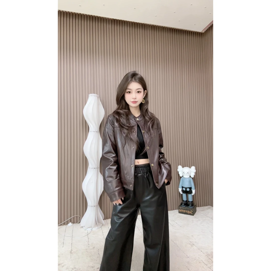 2025简约 海宁新款半植鞣真皮绵羊皮女士外套