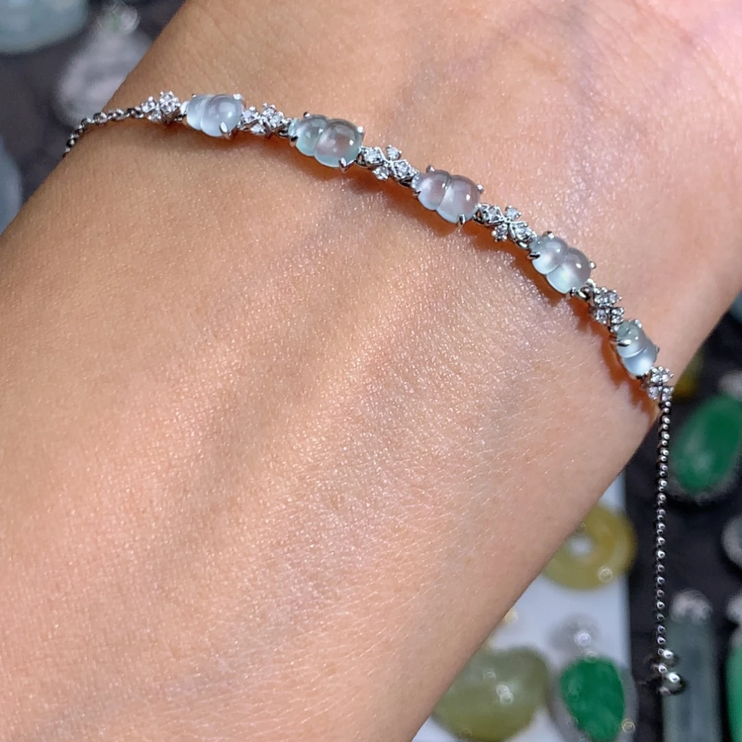 翡翠18K金镶嵌手链葫芦手链