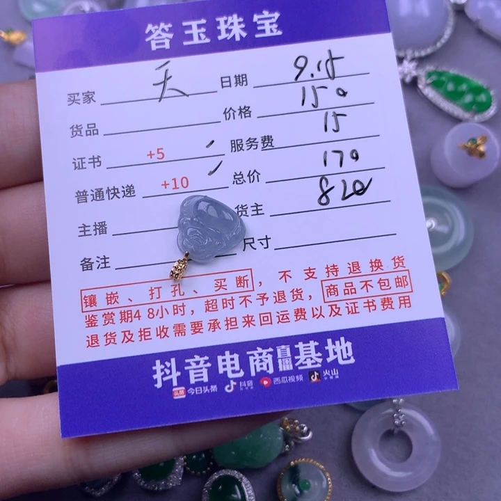 颈饰18K金镶嵌翡翠天**雕
