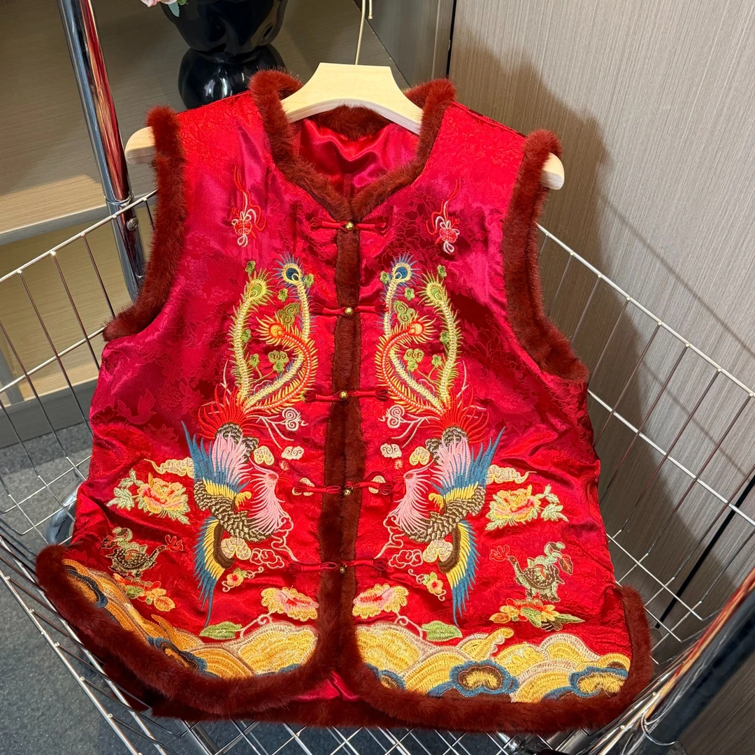 【云梦】冬季新中式马甲高级气质复古优雅加厚马夹国风女士刺绣坎肩