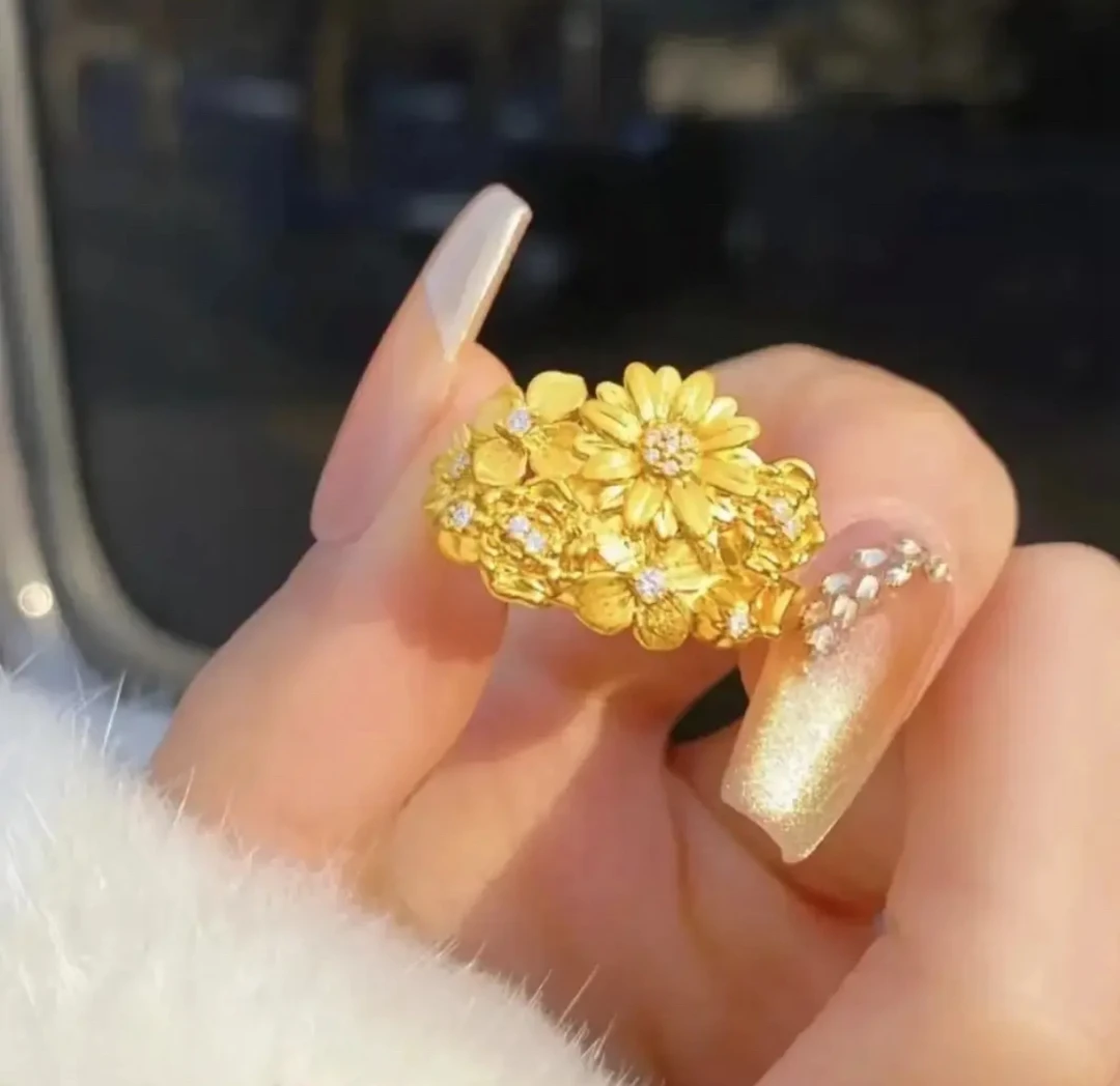 铜合金戒指 经典时尚款繁花开口戒指精工版