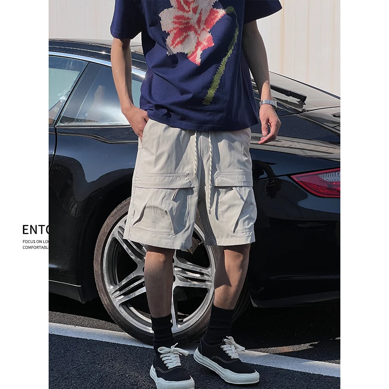 Entong大口袋工装短裤男夏季上新速干休闲中裤薄款宽松大码五分裤