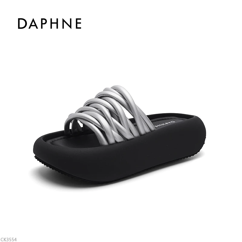 达芙妮2025休闲风凉拖鞋摇摇底休闲外穿水钻一字拖女士夏季沙滩