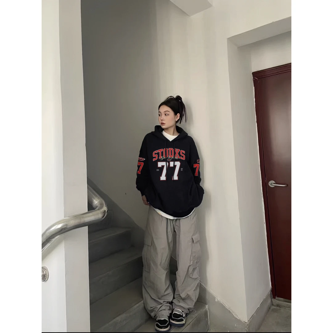 YWBY秋冬季新款美式风连帽长袖卫衣女休闲慵懒风ins百搭宽松上衣