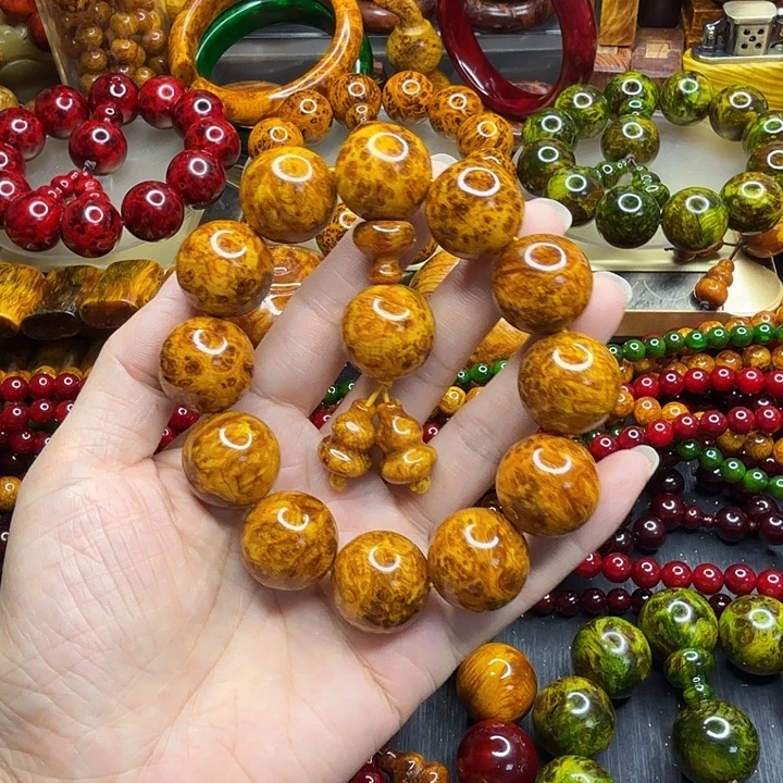 松木琥珀木文玩手串