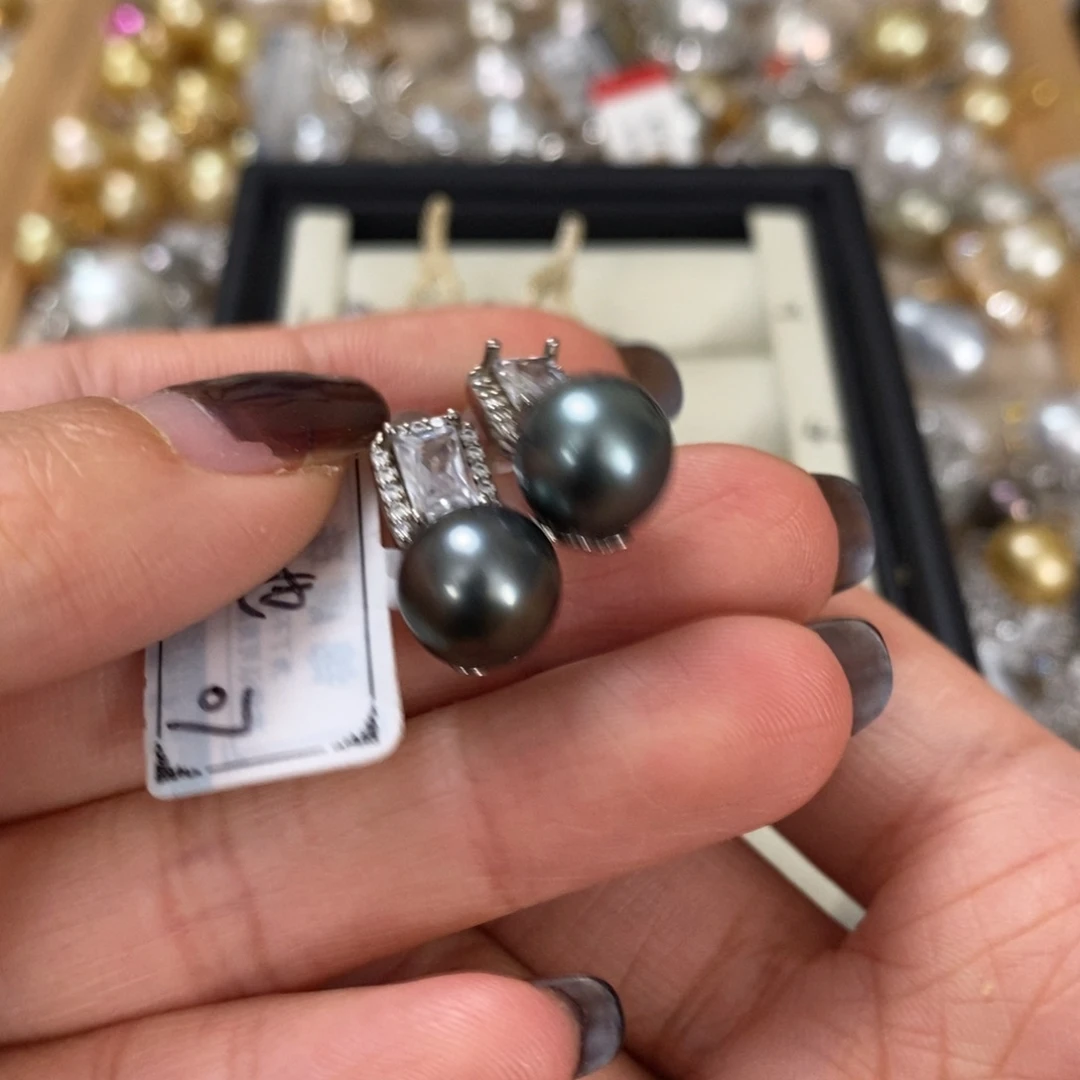 银S925镶嵌耳饰海水珍珠