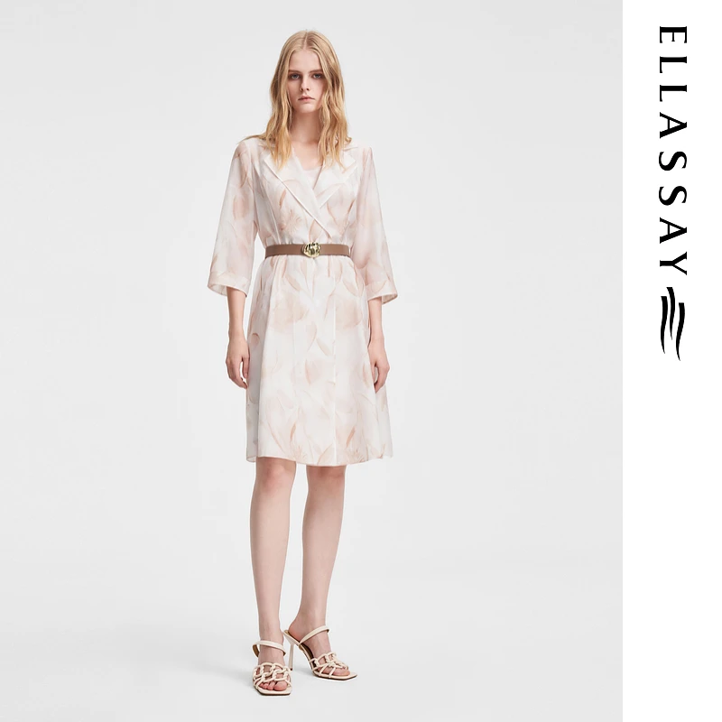 ELLASSAY歌力思春夏三醋酸轻薄透气系带收腰风衣EWF351F00900尤莱