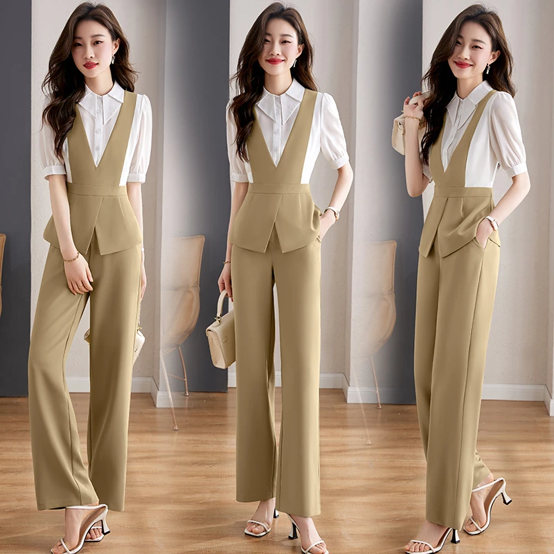 夏装职业装女套装干练气质时尚洋气时髦女神范高级感两件套裤子