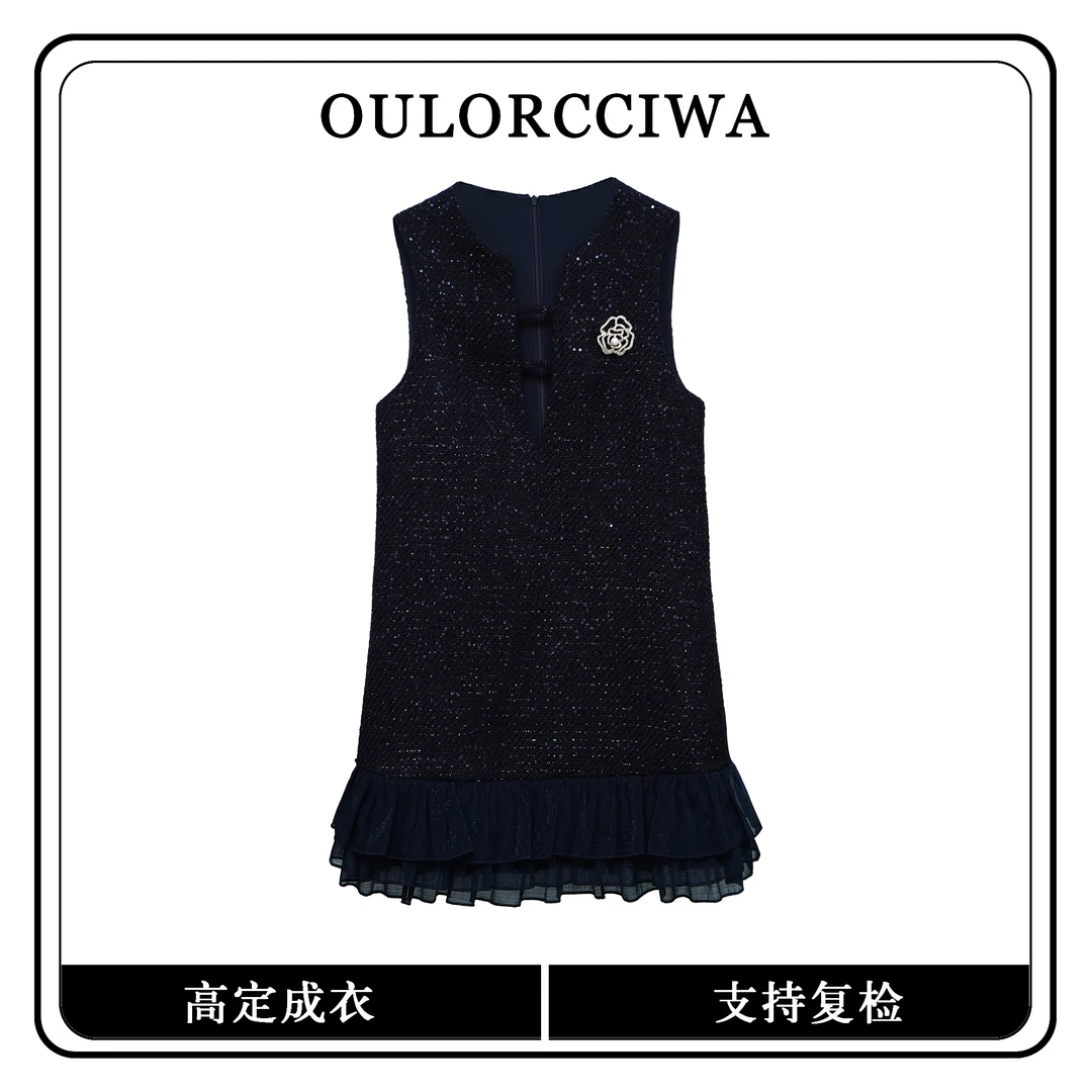 【心蕊】新款女装连衣裙气质时尚收腰显瘦连衣裙OLQW-840-藏蓝色