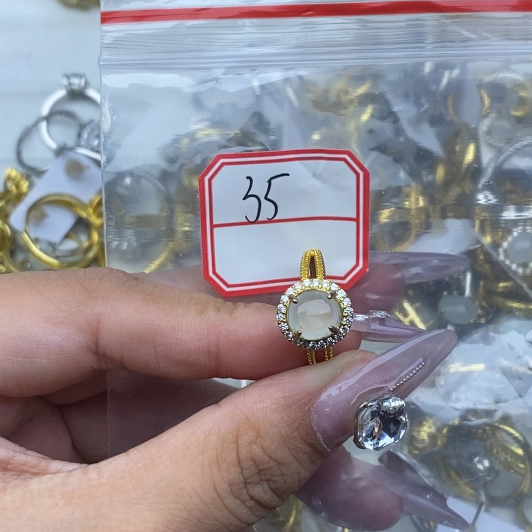 翡翠戒指银S925镶嵌翡翠首饰