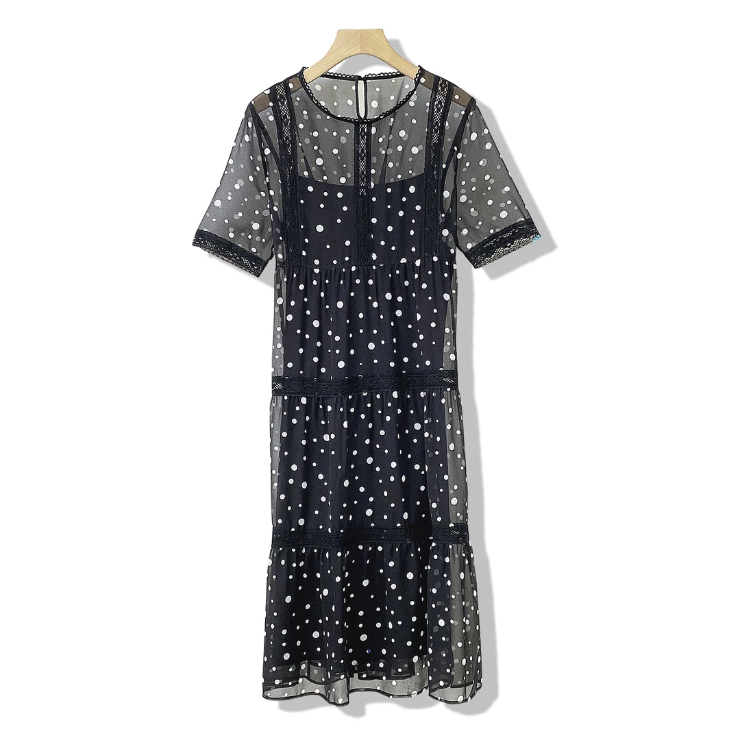 轻奢网纱波点刺绣连衣裙1807/322/22SL802