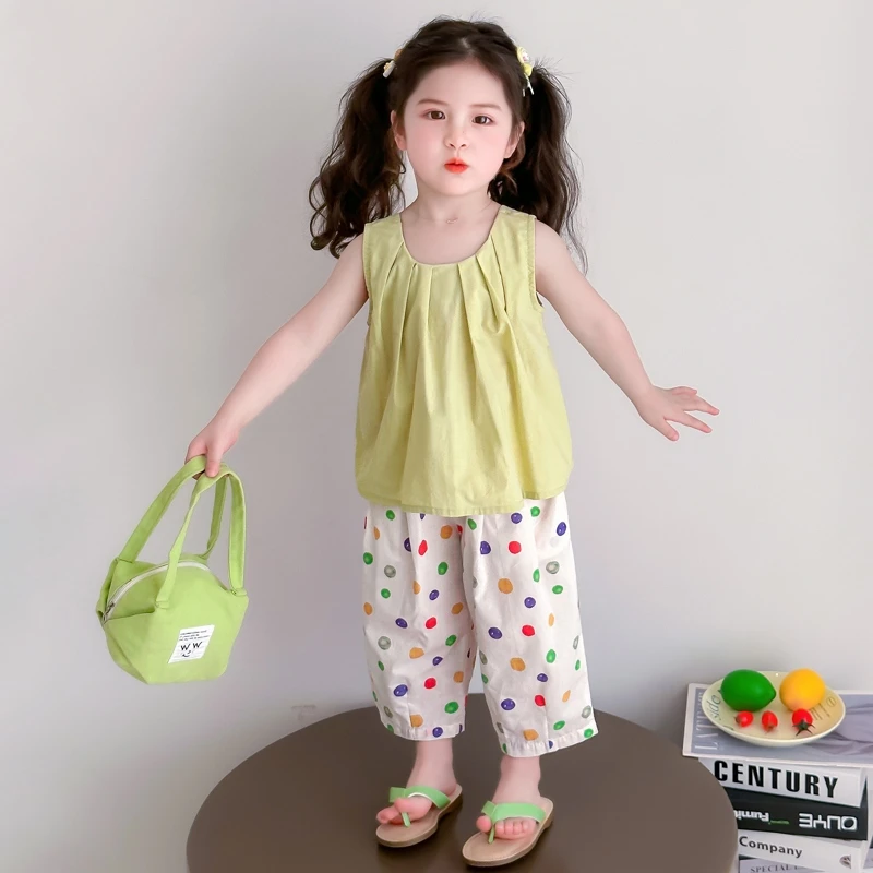 女童套装洋气韩版儿童娃娃衫阔腿裤两件套小女孩宝宝夏装2025新款