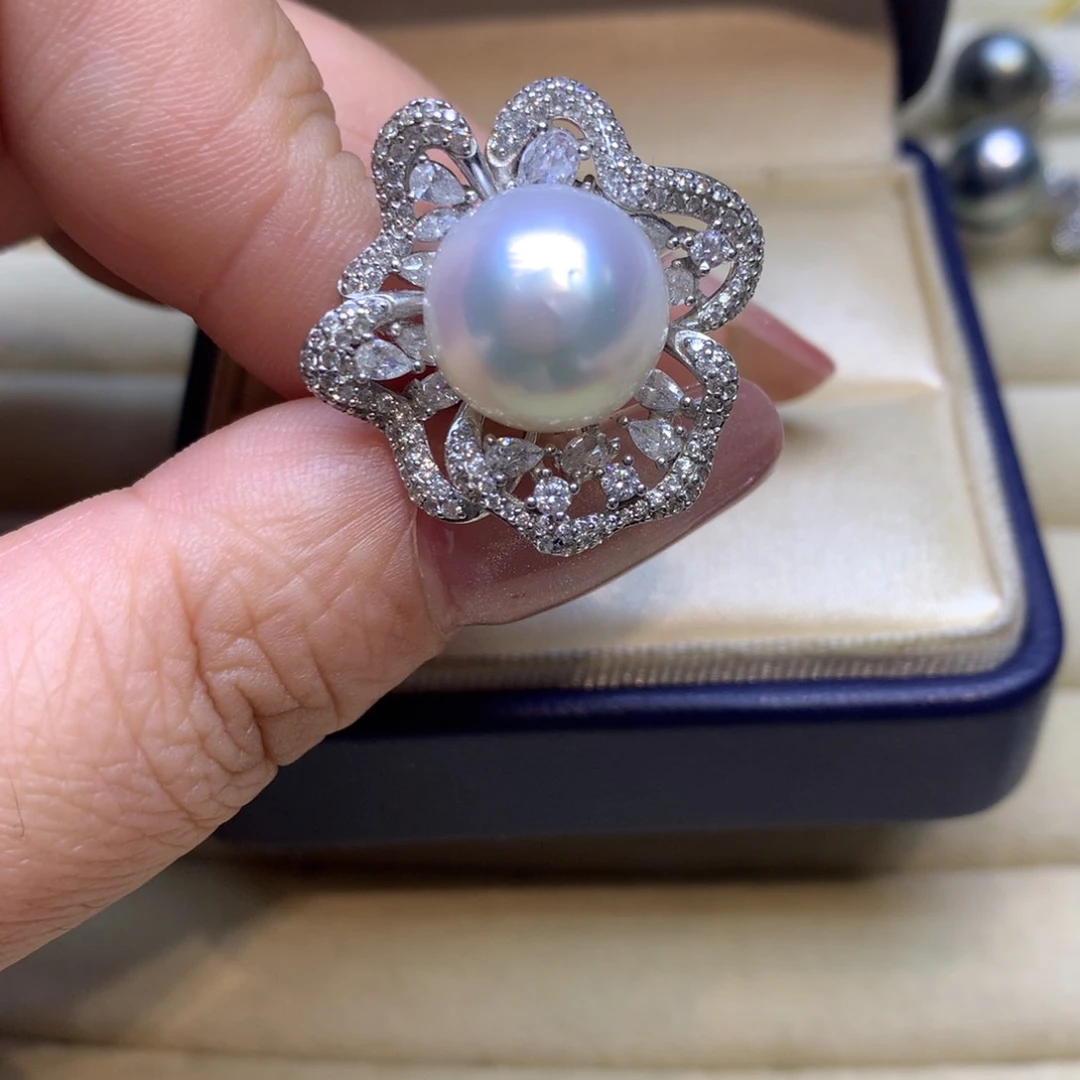 银S925镶嵌戒指海水珍珠