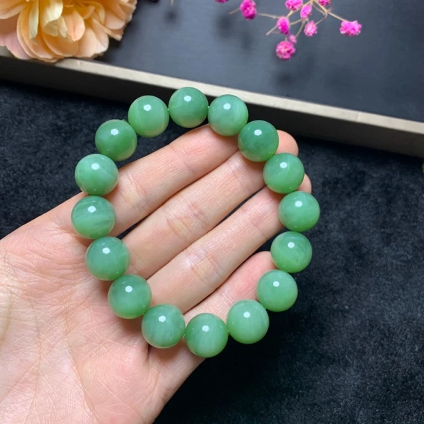 天然和田玉碧玉卡12mm➕精美时尚精致素圈手串