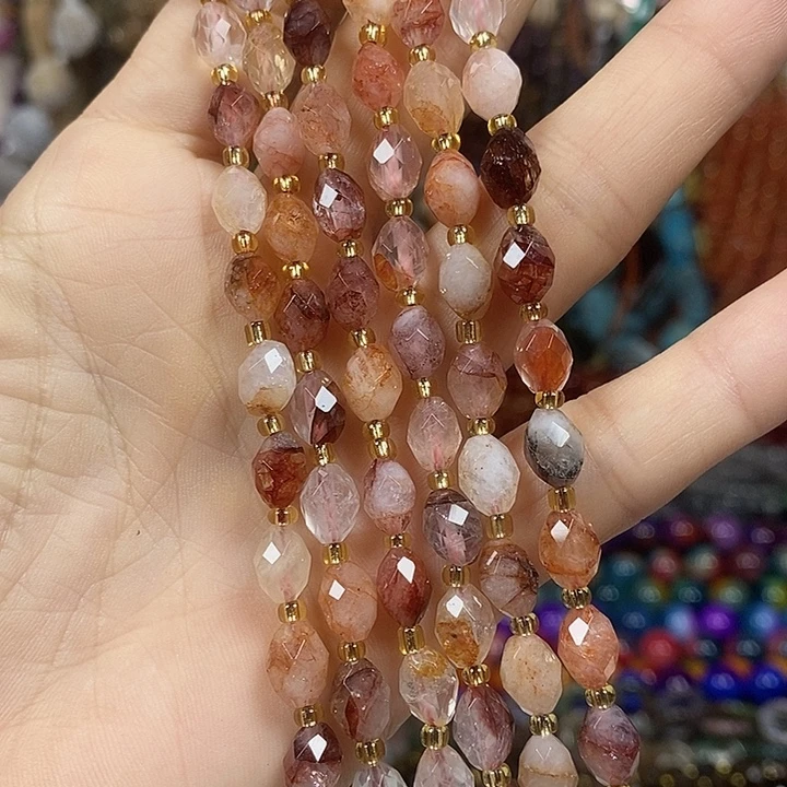 玛瑙/玉髓未镶嵌珠宝半成品天然红胶花米切卡6*8mm