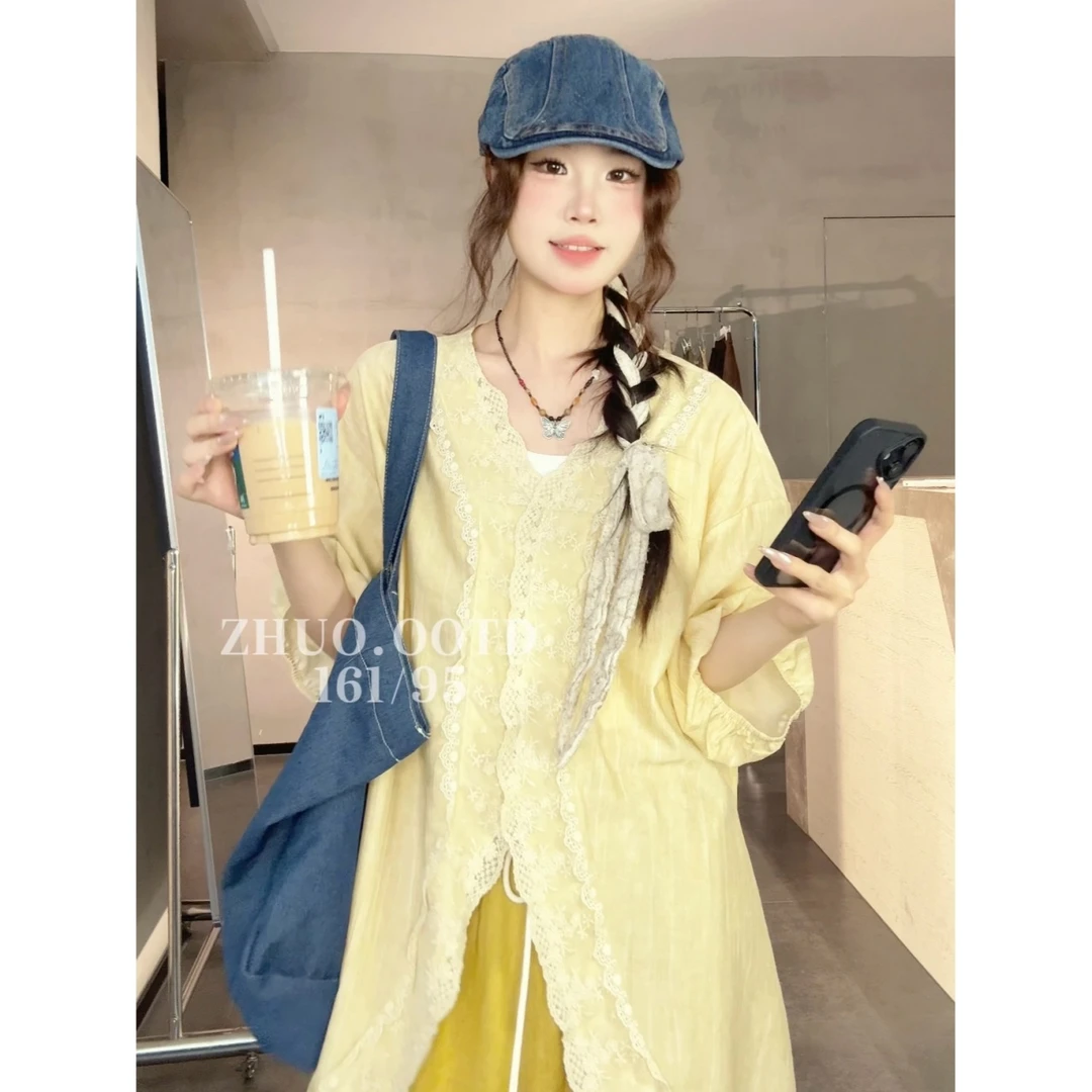 VGVL夏季新款设计感V领木耳边衬衫女20564