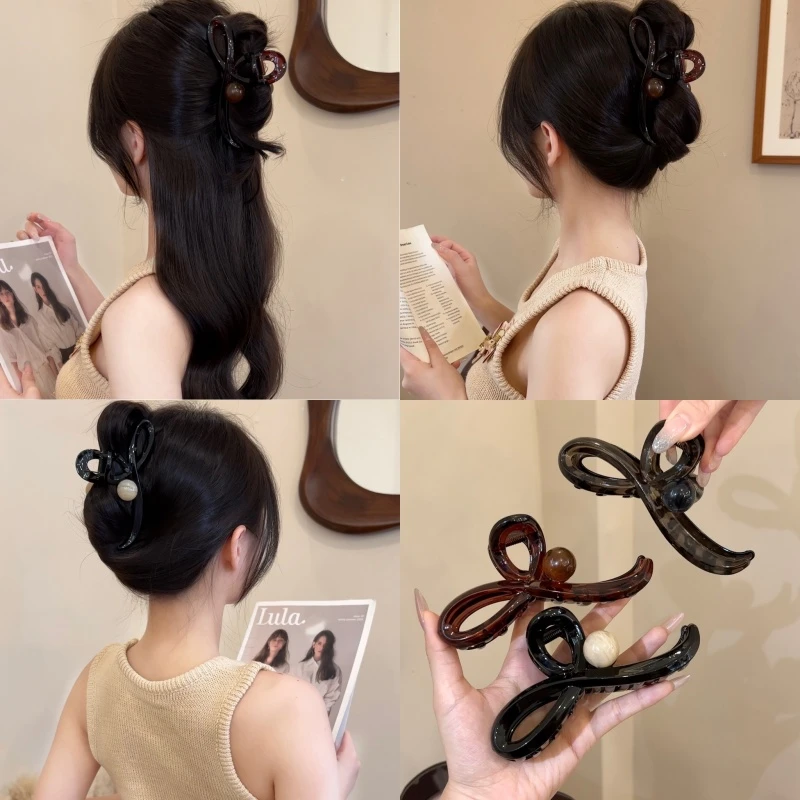 简约圆球交叉发抓2025爆款新款盘发鲨鱼夹通勤时尚发夹发饰女