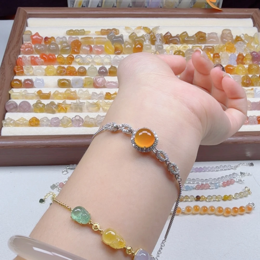 冰***块玛瑙/玉髓合金颈饰