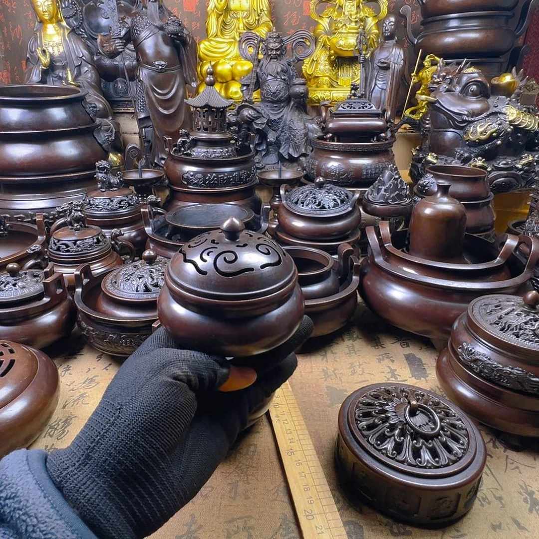 熏香炉铜香炉供香炉聚宝盆烟灰缸家用铜香炉