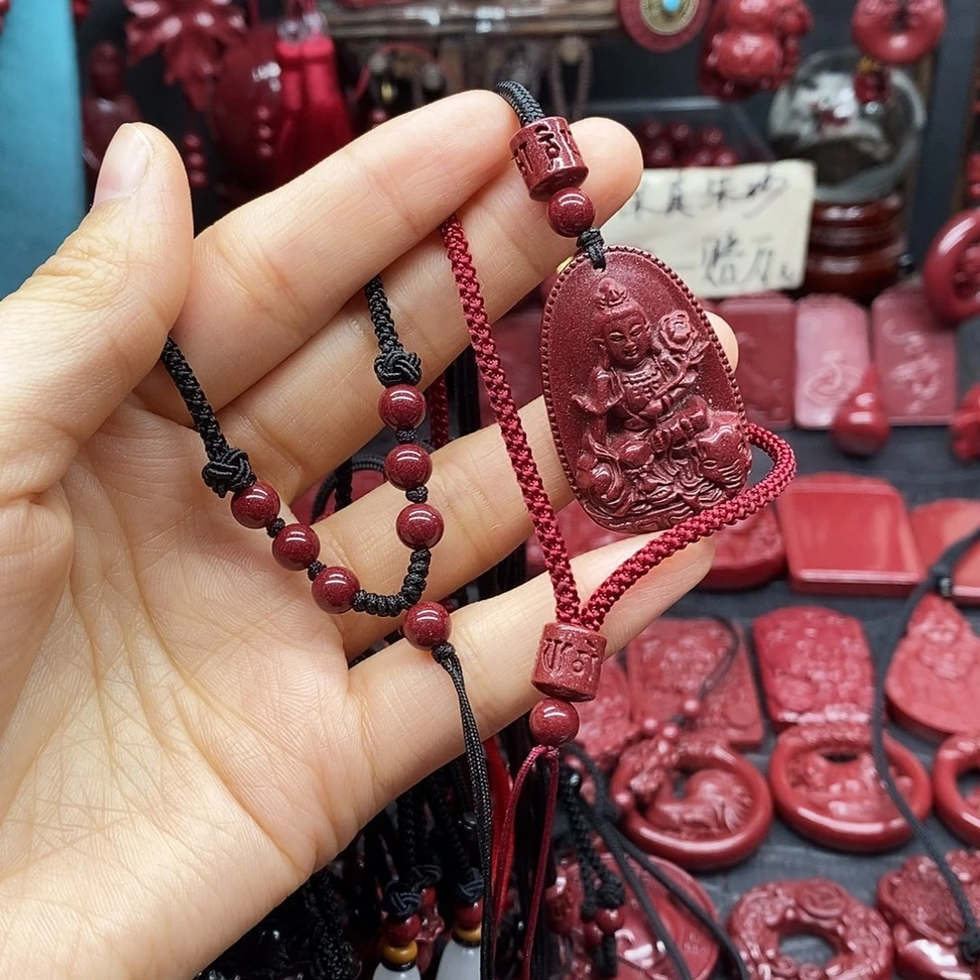 天然辰砂小号经典守护属龙➕六珠绳酒红色绳子