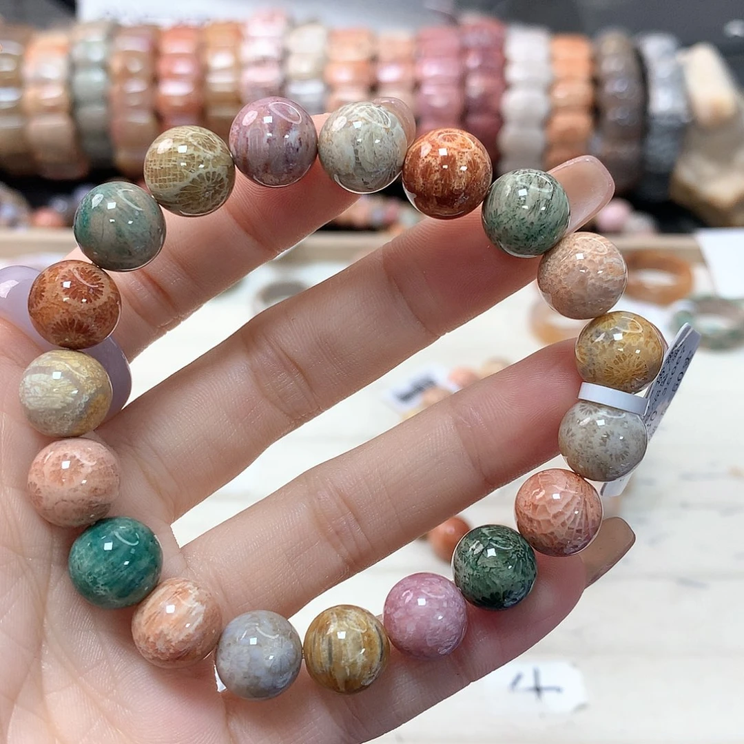 硅化珊瑚（珊瑚玉）手链未镶嵌清****洛175