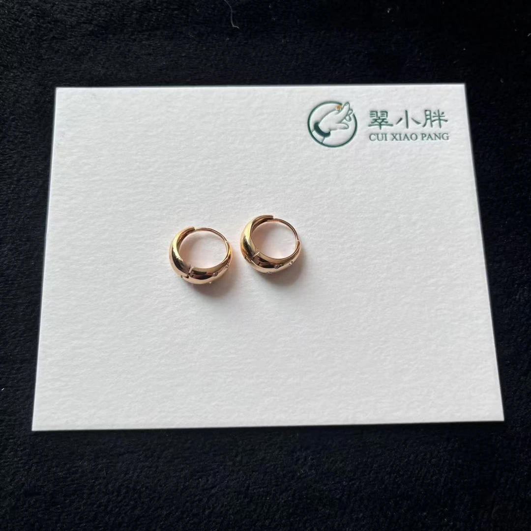 翠小胖珠二号店  18k镶钻石耳环一对