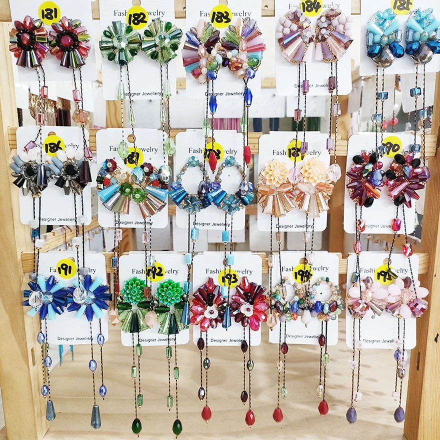 铜合金玻璃耳饰 (181-240)-018民族风纯手工流苏耳环合集