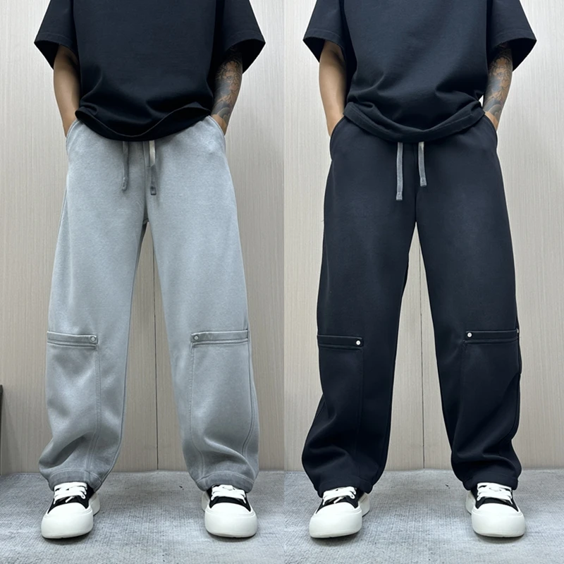 昊Studio秋季新款宽松卫裤潮流阔腿裤休闲裤复古百搭休闲裤水洗裤