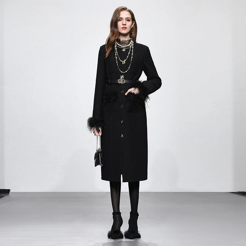 达菲时尚时尚可拆设计羊毛花呢大衣外套鹅绒服QC32737-9