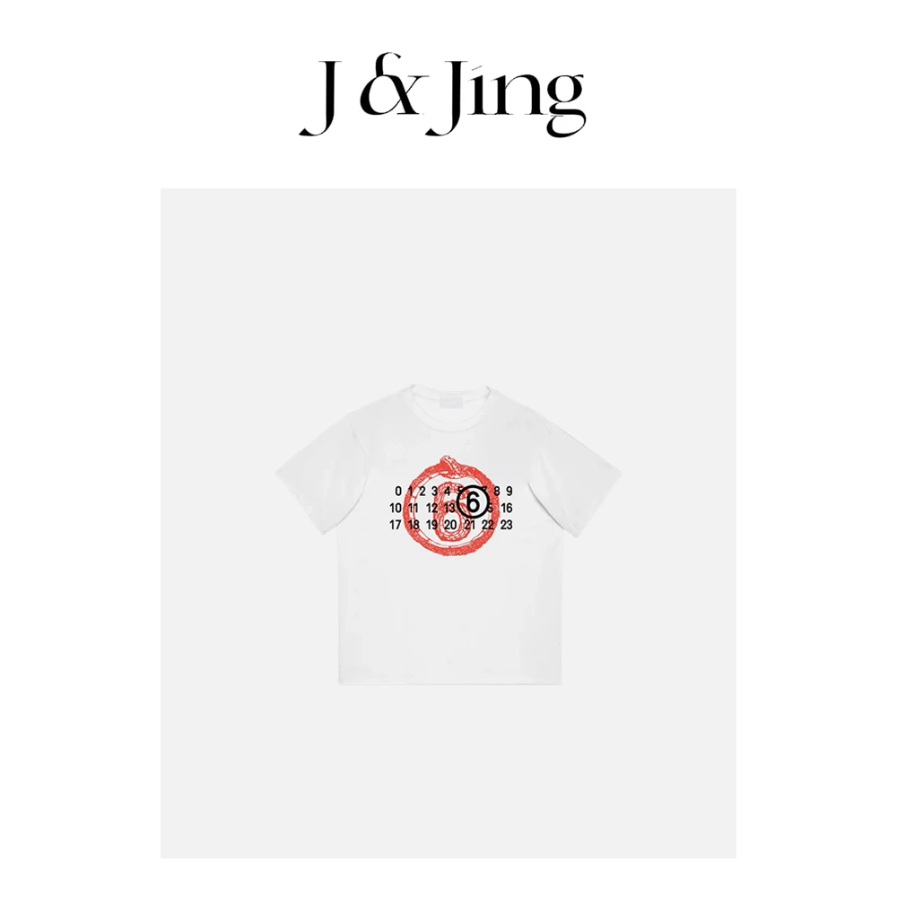 J&Jing-「巳巳如意」-春款上新~男女同款百搭显瘦正肩短袖T恤U25003