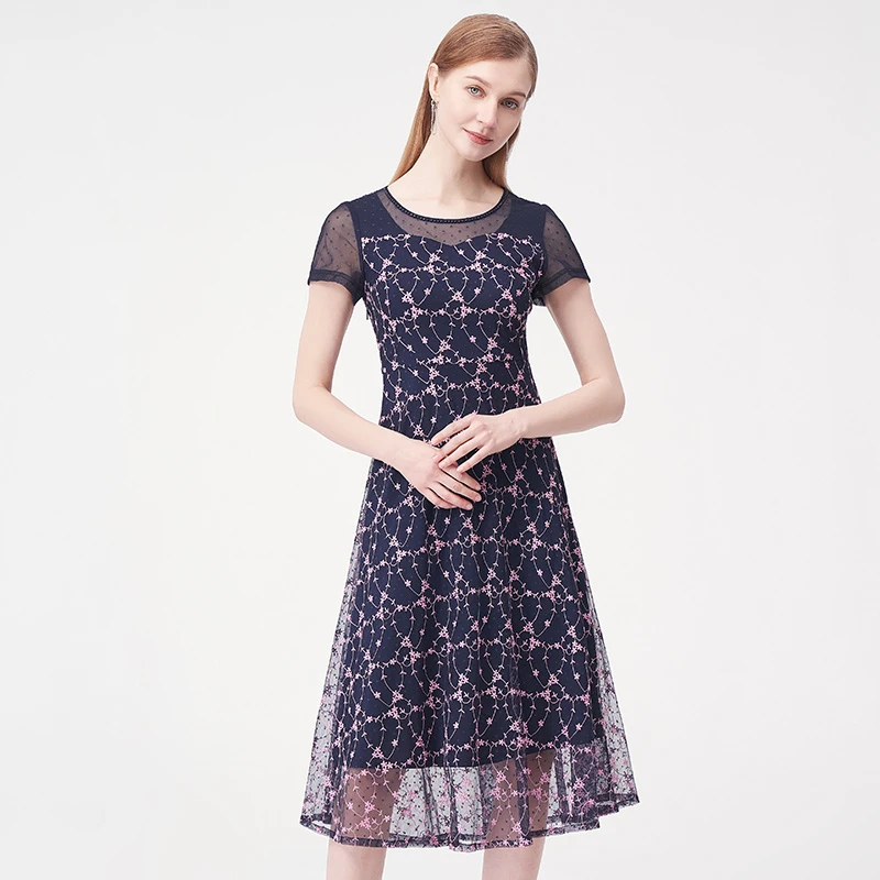 【福利专属】马天奴绣花波点网纱连衣裙圆领夏季VTS326DRX0